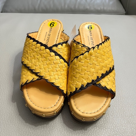 Pons Quintana Women’s Platform Leather Woven Sandal - Made in Spain - EU 39/US 8 - Picture 2 of 9